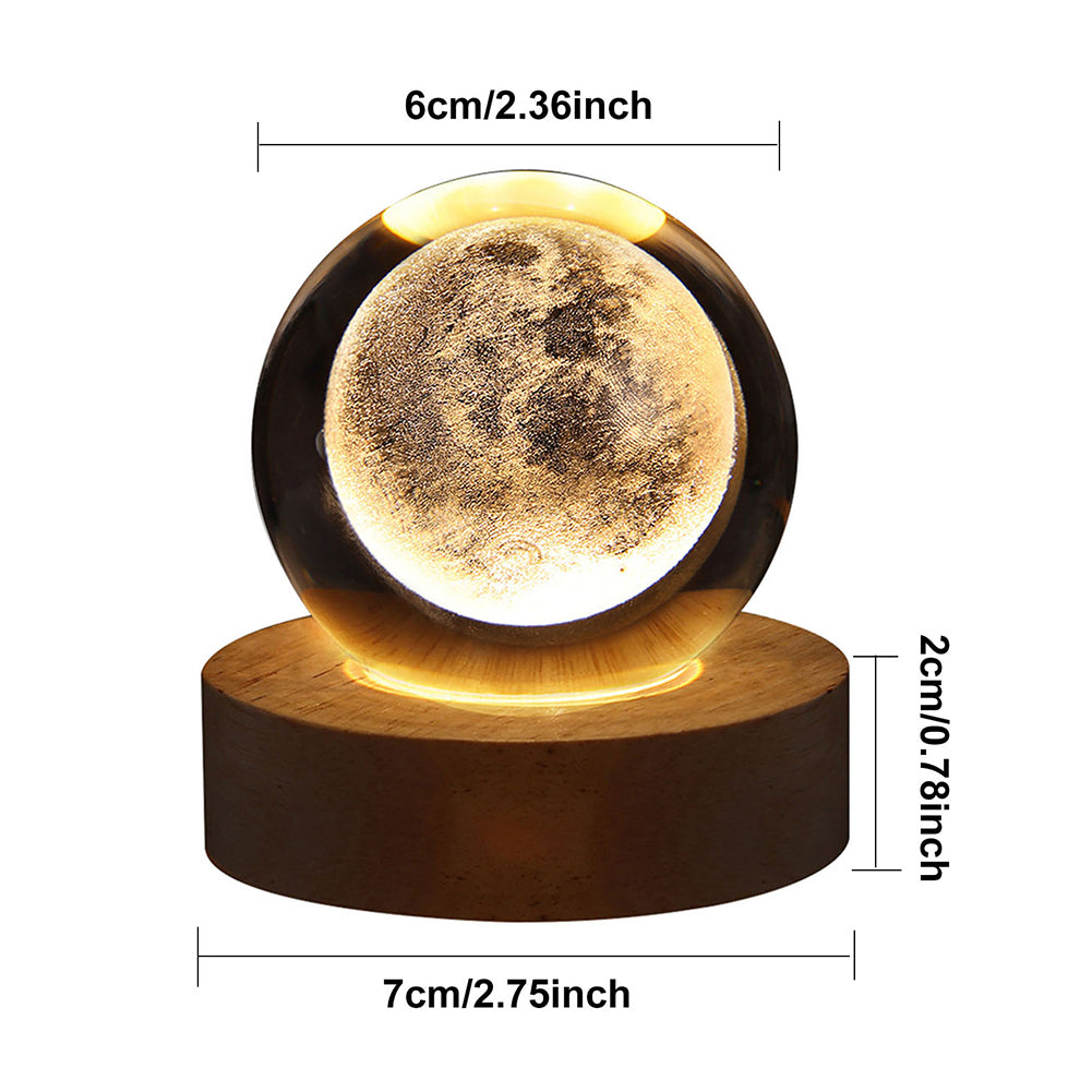 ⭐ Lampara Led Bola De Cristal Base de Madera